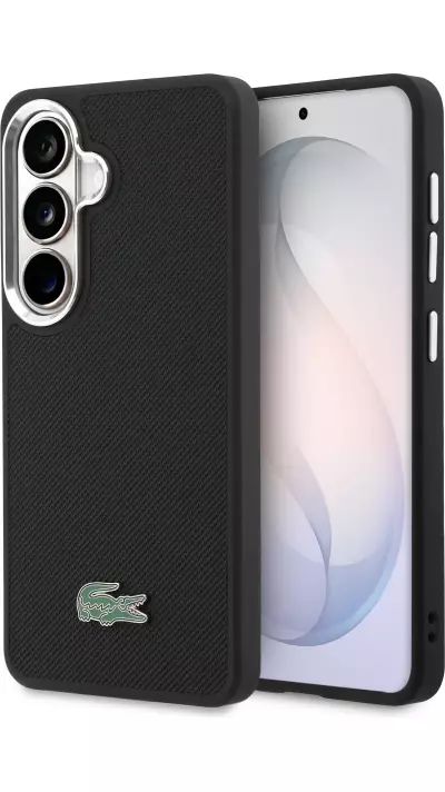 Coque Samsung Galaxy S26 - Lacoste Petit Pique MagSafe avec logo m&eacute;tal protection &eacute;l&eacute;gante et durable - Noir