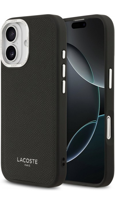 Coque iPhone 17 - Lacoste PU en cuir Champs Elysees MagSafe protection élégante et durable - Noir
