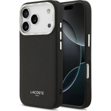 Coque iPhone 17 Pro - Lacoste PU en cuir Champs Elysees MagSafe protection élégante et durable - Noir