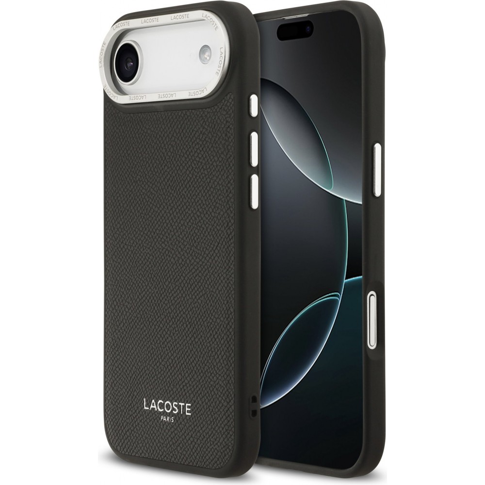 Coque iPhone Air - Lacoste PU en cuir Champs Elysees MagSafe protection élégante et durable - Noir