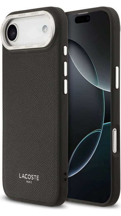 Coque iPhone Air - Lacoste PU en cuir Champs Elysees MagSafe protection élégante et durable - Noir