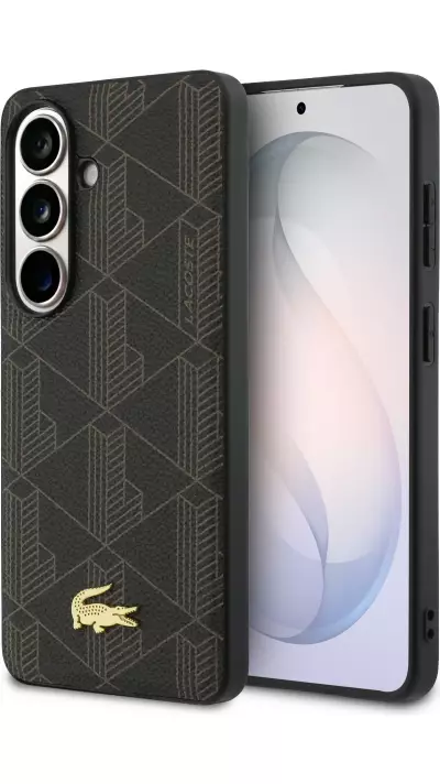 Coque Samsung Galaxy S26 - Lacoste PVC Blend Monogramme magn&eacute;tique &eacute;l&eacute;gante et durable - Brun