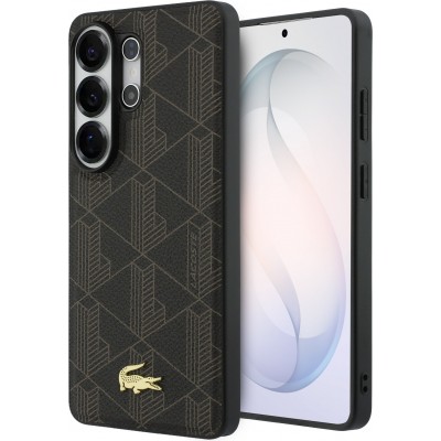 Coque Samsung Galaxy S26 Ultra - Lacoste PVC Blend Monogramme magn&eacute;tique &eacute;l&eacute;gante et durable - Brun