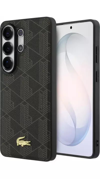 Coque Samsung Galaxy S26 Ultra - Lacoste PVC Blend Monogramme magn&eacute;tique &eacute;l&eacute;gante et durable - Brun