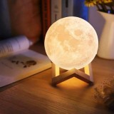 Nachttisch Lampe Mond 3D kabellos mit Touch Funktion 8cm Durchmesser