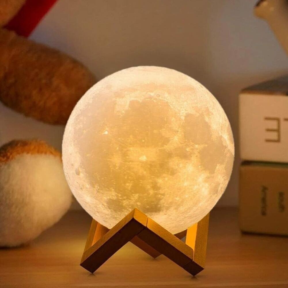Nachttisch Lampe Mond 3D kabellos mit Touch Funktion 8cm Durchmesser