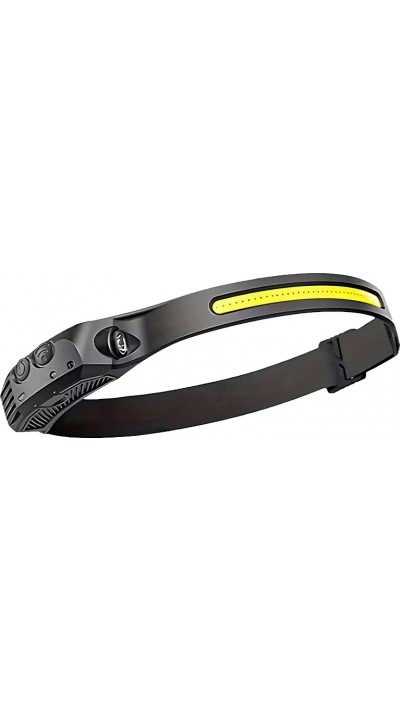 Lampe frontale LED rechargeable avec capteur de mouvement 5 modes lumineux - Noir