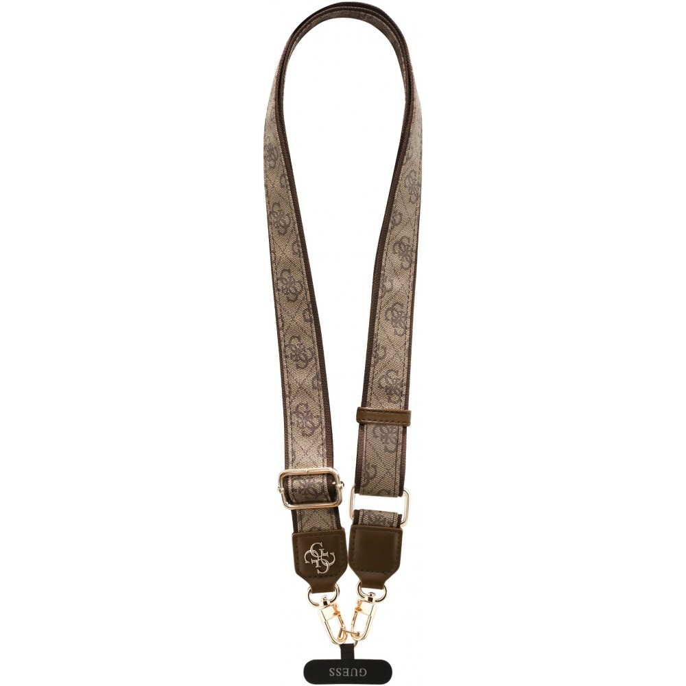 Lanière / bandoulière universelle Guess Crossbody Strap 4G avec logo métal en PU (150cm) - Brun