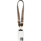 Lanière / bandoulière universelle Guess Crossbody Strap 4G avec logo métal en PU (150cm) - Brun