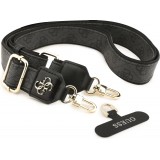 Lanière / bandoulière universelle Guess Crossbody Strap 4G avec logo métal en PU (150cm) - Noir