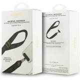 Lanière / bandoulière universelle Guess Crossbody Strap 4G avec logo métal en PU (150cm) - Noir