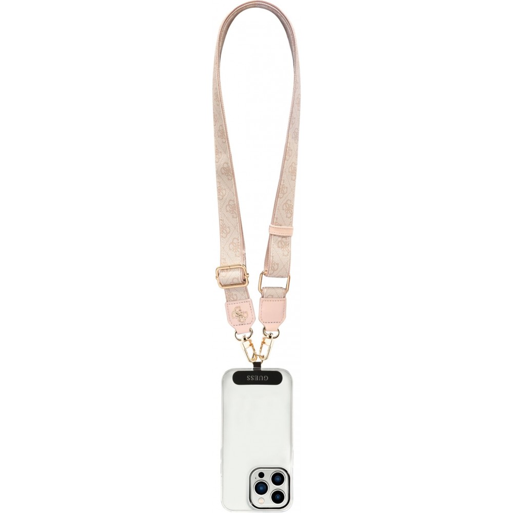 Lanière / bandoulière universelle Guess Crossbody Strap 4G avec logo métal en PU (150cm) - Rose