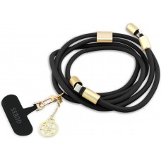 Guess 4G Smartphone Lanière mit integriertem USB-C Schnelllade-Kabel und Charm - Schwarz