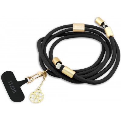 Lanière Guess 4G pour smartphone avec câble USB-C intégré de charge rapide et charm - Noir