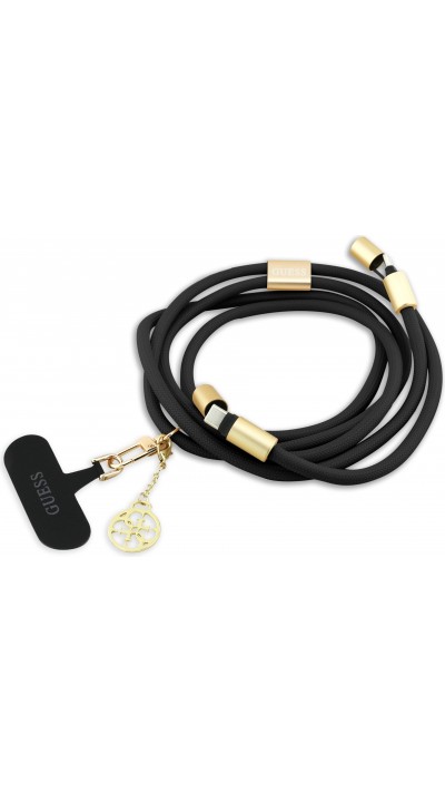 Guess 4G Smartphone Lanière mit integriertem USB-C Schnelllade-Kabel und Charm - Schwarz
