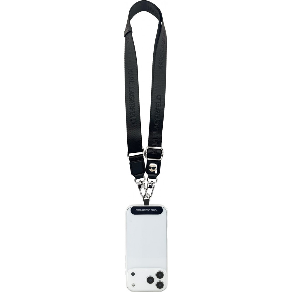 Lanière universelle bandoulière Karl Lagerfeld avec Karl patch universel et stylé - Noir