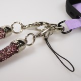 Lanière universelle Glitter Strass pour coques de smartphone - Bordeaux