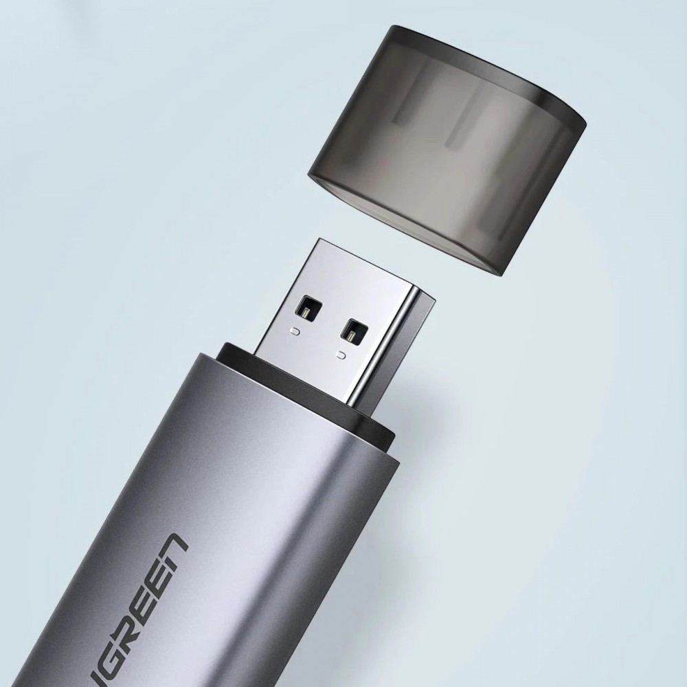 Lecteur de cartes Ugreen 2 en 1 avec USB-C / USB-A 3.0 / SD Card / TF Card design ultra-compact - Gris