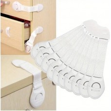 Lot de 10 fermetures sécuritaires pour meubles et tiroirs pour enfants faciles à installer en plastique ABS durable avec bandes adhésives - Blanc