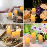 Lot de 2 bougies LED effet flamme vacillante avec t&eacute;l&eacute;commande fonction minuterie luminosit&eacute; r&eacute;glable (piles non incluses) - Beige