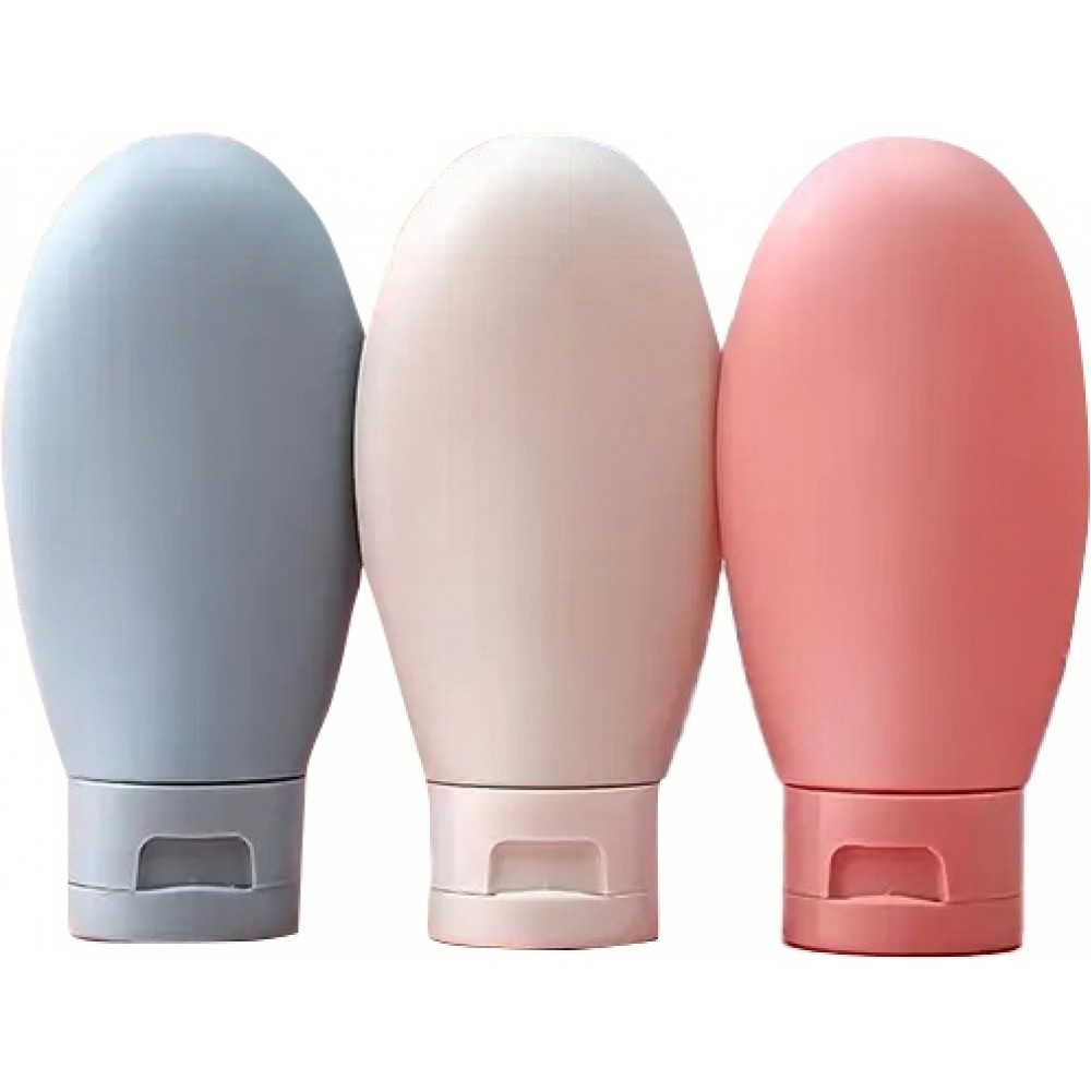 3er Set wiederverwendbare Silikon-Reiseflaschen für Kosmetik und Pflege (60 ml) - Fluggeeignet - Multicolore