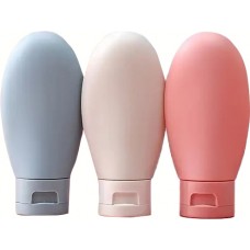 3er Set wiederverwendbare Silikon-Reiseflaschen für Kosmetik und Pflege (60 ml) - Fluggeeignet - Multicolore