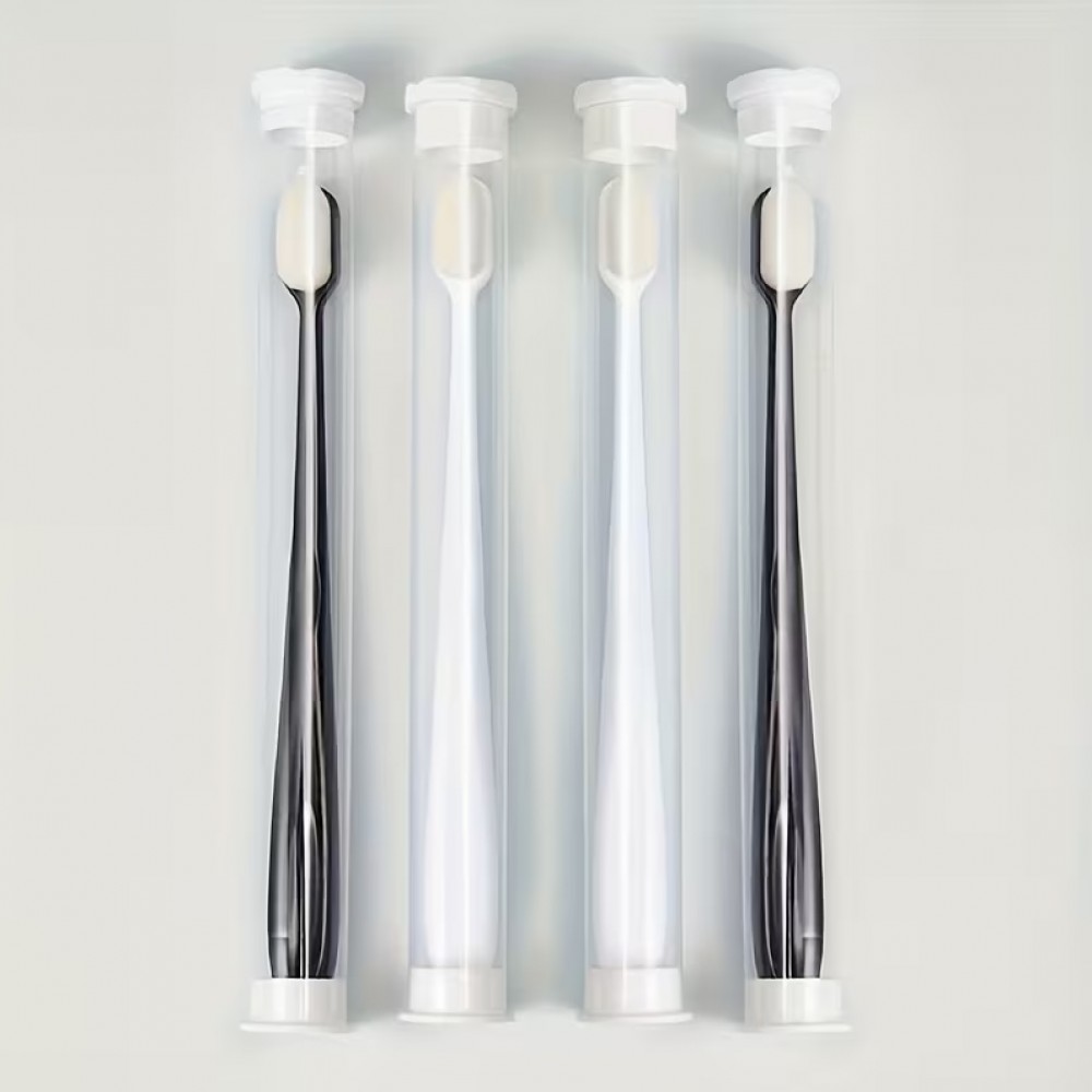 Lot de 4 brosses &agrave; dents ultra douces poils extra-souples pour dents et gencives sensibles nettoyage quotidien adulte (blanc et noir) - Blanc