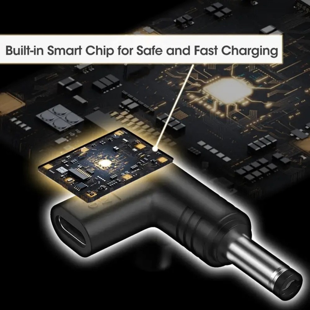 6er Set USB-C zu DC Adapter, verschiedene Anschlüsse, Router Ladeanschluss 3.0x1.1 bis 5.5x2.1mm, Datenübertragung - Schwarz