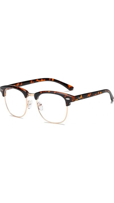 Elegante Unisex-Brille aus schwarzem Metall mit bläulichen Gläsern Bildschirmschutz klassischem und modernem Design robuster und leichter Fassung - Gold