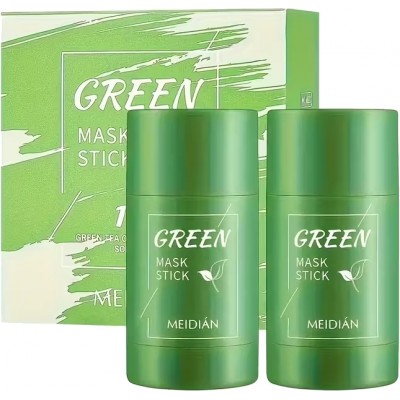 Masque visage stick th&eacute; vert purifiant Meidi&aacute;n soin anti-imperfections et nettoyant profond (Lot de 2) - Vert