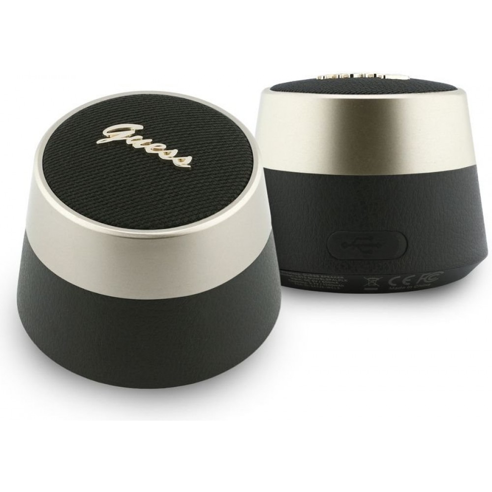 Mini Bluetooth Lautsprecher 5W Metall-Logo Guess modernes Design tragbare Audio - Schwarz