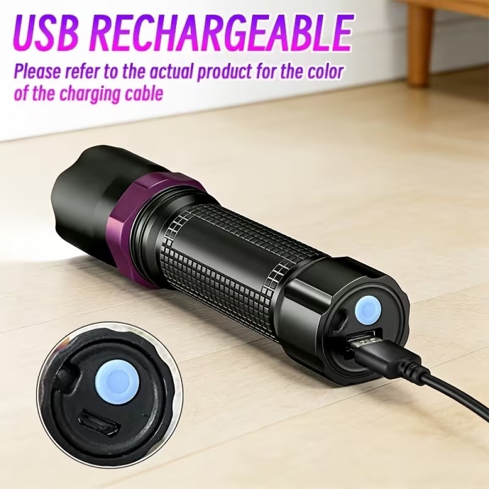 Mini lampe Macroscom de poche LED rechargeable USB compacte avec lumi&egrave;re UV verte et rouge pour p&ecirc;che activit&eacute;s de plein air et urgence - Noir