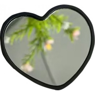 Mini miroir de poche cœur compact design romantique et finition polie - Noir
