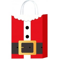 Mini sac cadeau papier Père Noël avec poignée emballage festif pour Noël et petits présents (22cmx8cmx16cm) - Rouge