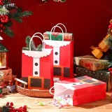 Mini sac cadeau papier Père Noël avec poignée emballage festif pour Noël et petits présents (22cmx8cmx16cm) - Rouge