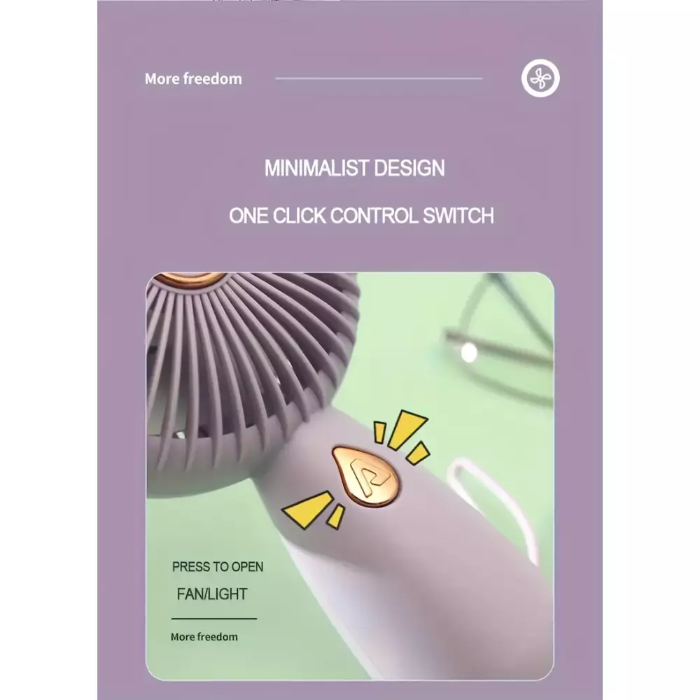 Kompakter tragbarer Mini USB Ventilator wiederaufladbar für Innen- und Außenreisen - Lila