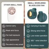 Mini ventilateur portable sans pales silencieux rechargeable &agrave; clip mains libres 3 vitesses effet vortex - Blanc
