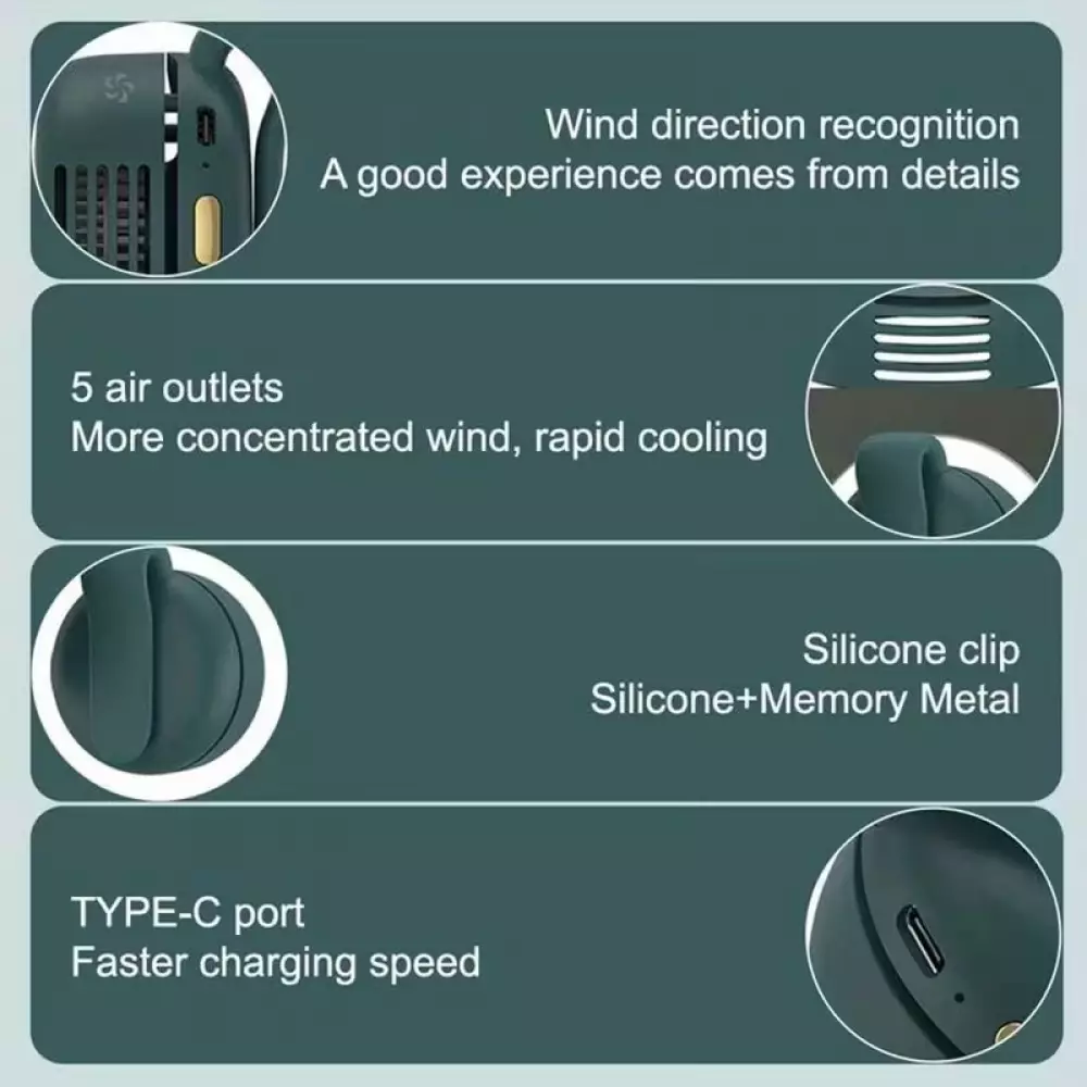 Leiser bladloser Mini Akkuventilator tragbar Clip Ventilator freih&auml;ndig 3 Stufen Vortex Luftstrom - Rosa