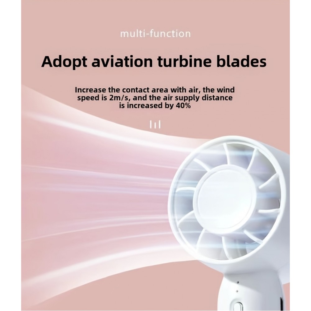 Mini ventilateur portable USB rechargeable 3 vitesses avec support socle - Bleu