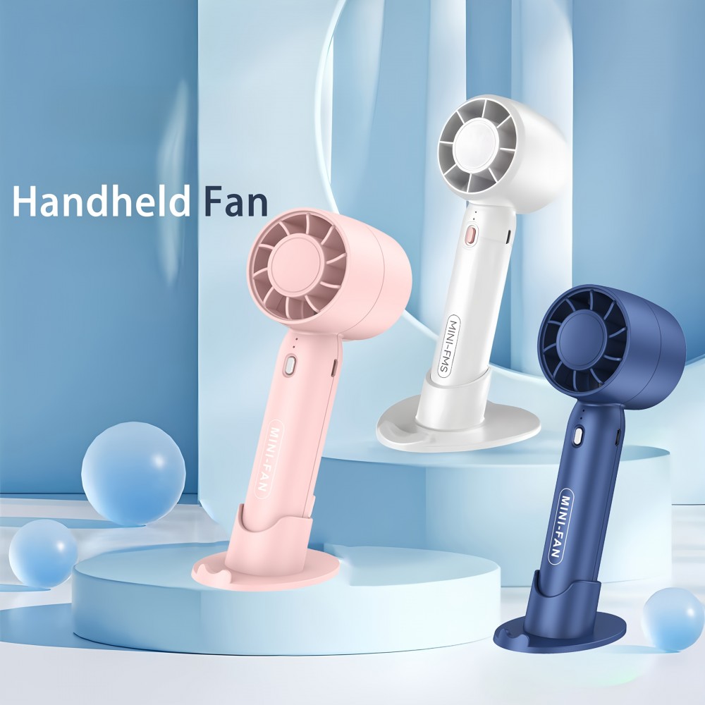 Mini ventilateur portable USB rechargeable 3 vitesses avec support socle - Bleu