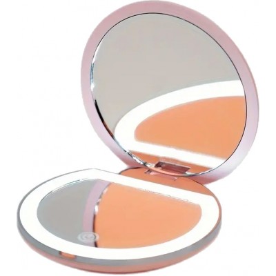 Miroir de voyage pliable avec lumière LED intégrée pour maquillage - Rose