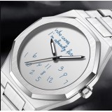 Montre de style minimaliste Who cares I'm already late (cadran blanc) 42 mm - Argent