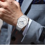 Montre de style minimaliste Who cares I'm already late (cadran blanc) 42 mm - Argent