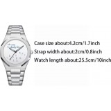 Montre de style minimaliste Who cares I'm already late (cadran blanc) 42 mm - Argent