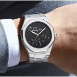 Montre de style minimaliste Who cares I'm already late (cadran noir) 42 mm - Argent