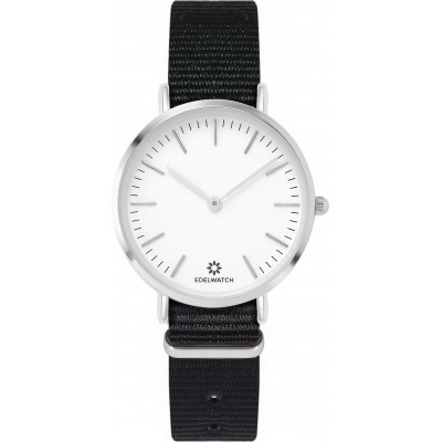 Edelwatch Uhr 32 mm (Ladies) Silver Zifferblatt Weiss (Batterie nicht enthalten) - Schwarz