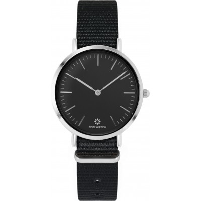 Montre Edelwatch 32 mm (Ladies) cadran argenté fond noir (pile non incluse) - Bracelet noir