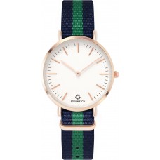 Montre Edelwatch 32 mm (Ladies) cadran doré fond blanc (pile non incluse) - Bracelet bleu / vert