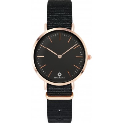 Montre Edelwatch 32 mm (Ladies) cadran doré fond noir (pile non incluse) - Bracelet noir
