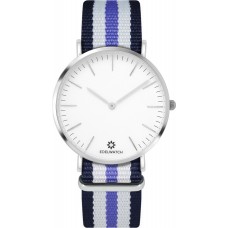 Montre Edelwatch 41 mm (Men) cadran argenté fond blanc (pile non incluse) - Bracelet bleu / /blanc / violet